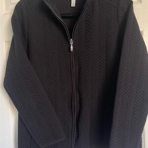 Croft & Barrow Black Quilted Zipper Jacket SZ M